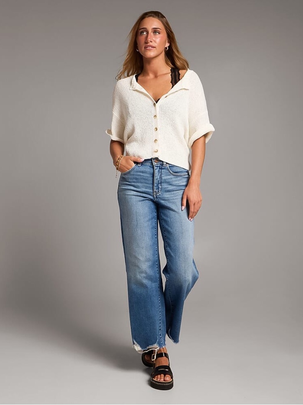 BKE Parker Cropped Wide Leg Stretch High Rise Jean 32X28